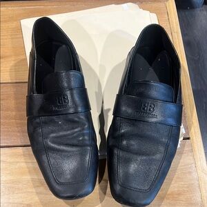 Balenciaga Black Leather Slip-On Loafers